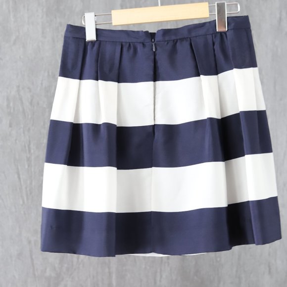 J. Crew Navy Blue/White Pleated Striped Skirt - Picture 3 of 4